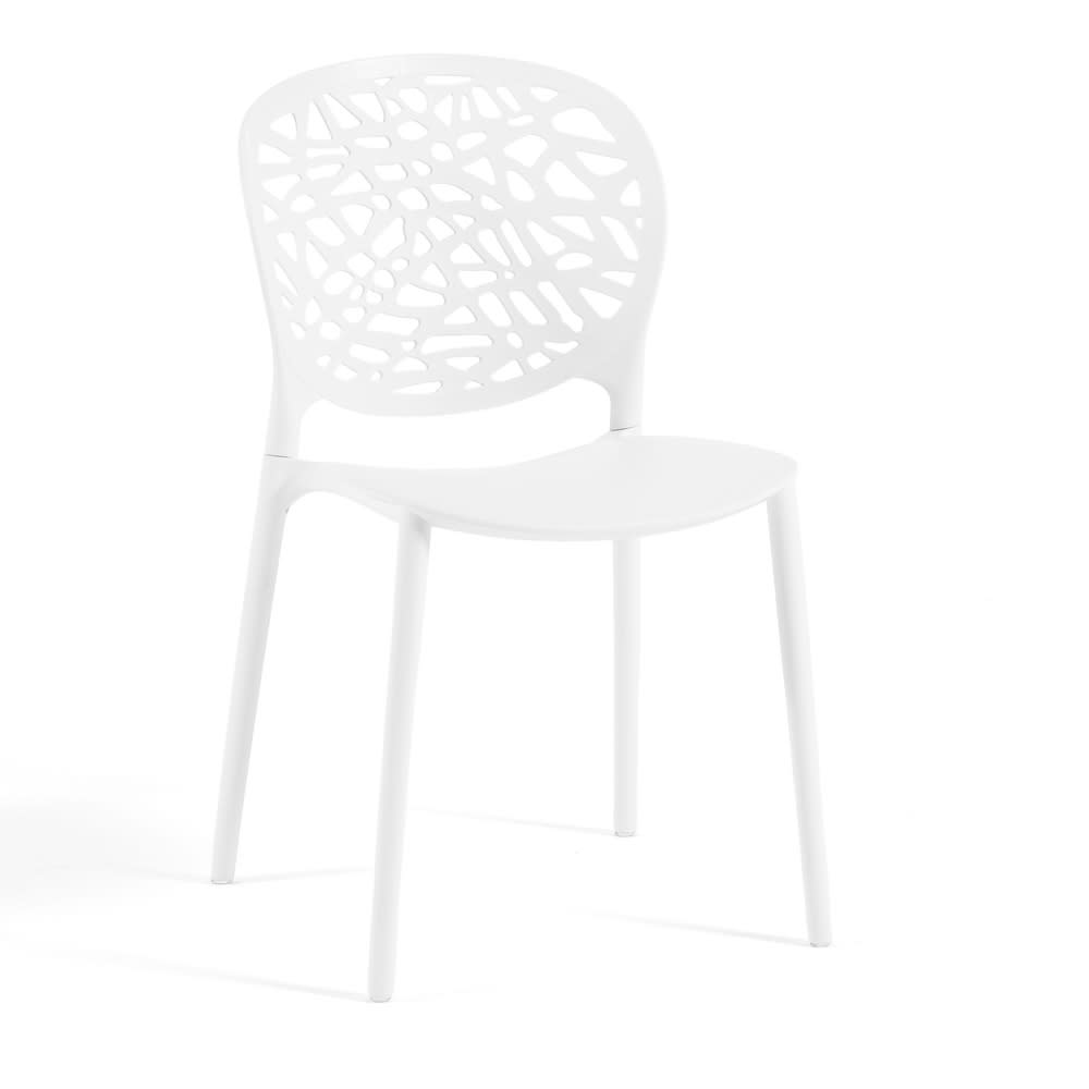 Lot de 6 chaises de jardin empilables en polypropylène blanches