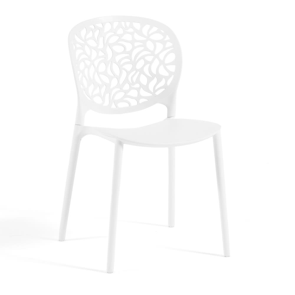 Lot de 6 chaises de jardin empilables en polypropylène blanches