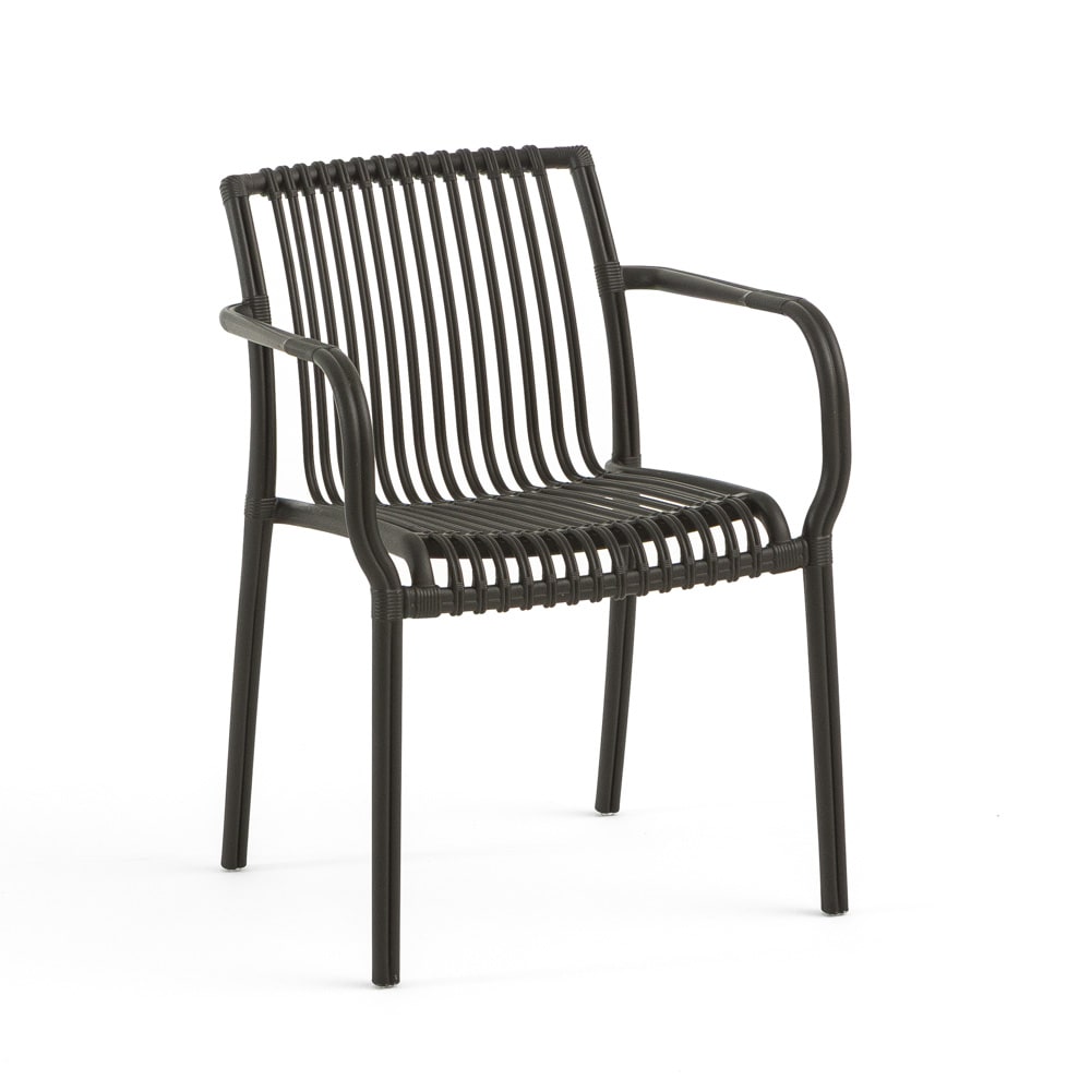 Lot de 4 chaises empilables en polypropylène avec accoudoirs noir