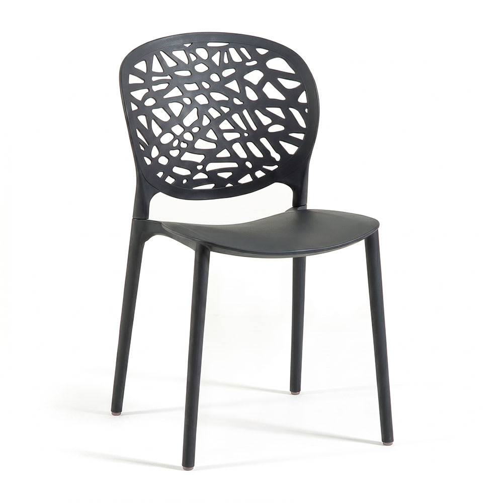 Lot de 6 chaises de jardin empilables en polypropylène noir