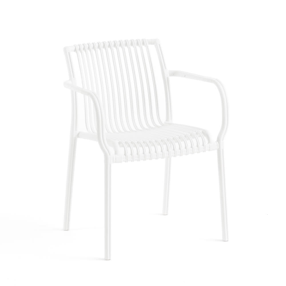 Lot de 4 chaises empilables en polypropylène avec accoudoirs blanc