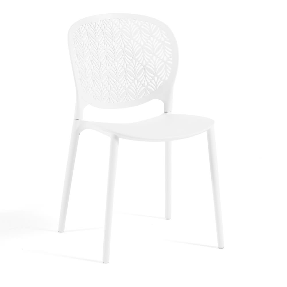 Lot de 4 chaises de jardin empilables en polypropylène blanches