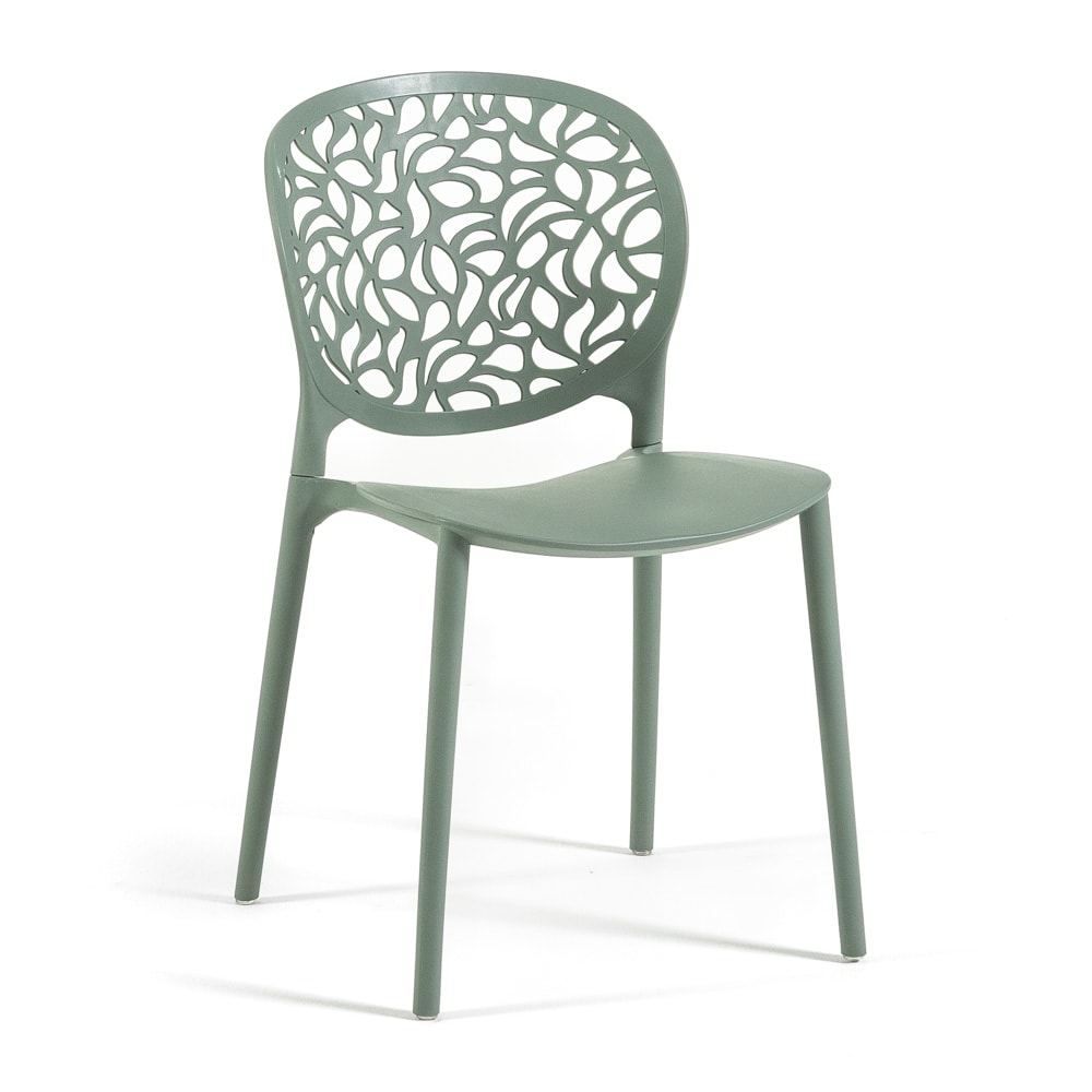 Lot de 4 chaises de jardin empilables en polypropylène vert sauge