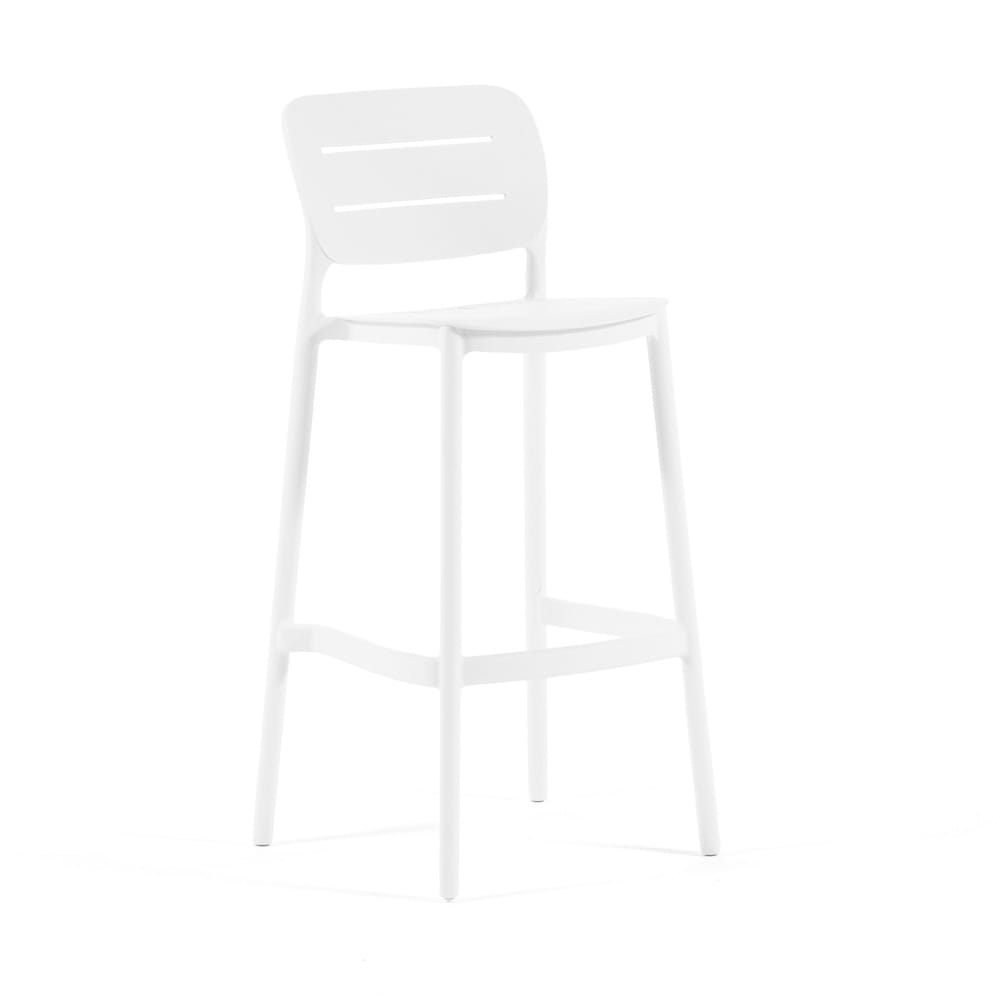 Set de 2 tabourets hauts d’extérieur en polypropylène blancs