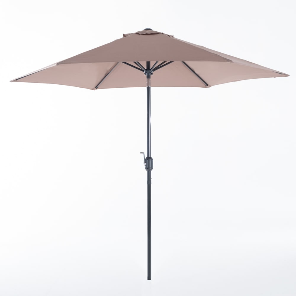 Parasol 270 cm avec mât central taupe