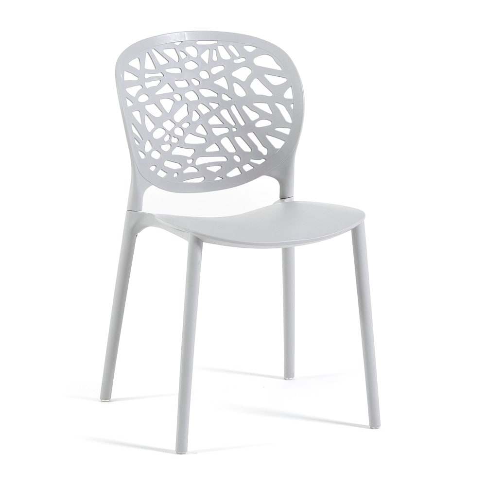 Lot de 4 chaises de jardin empilables en polypropylène gris