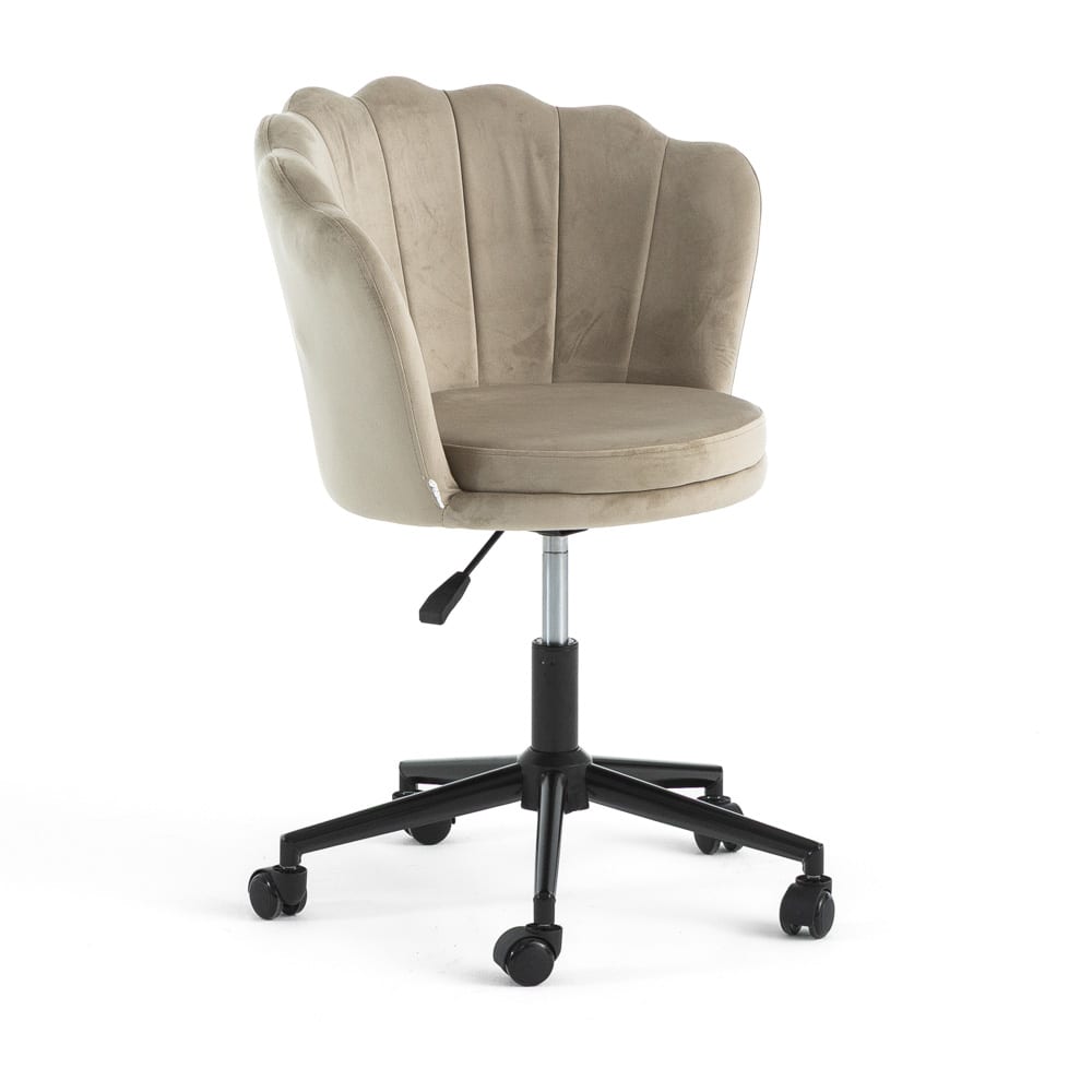 Siediti Fuori e Dentro Höhenverstellbarer Schreibtischstuhl aus beige Samt mit Rollen style modern - Metall