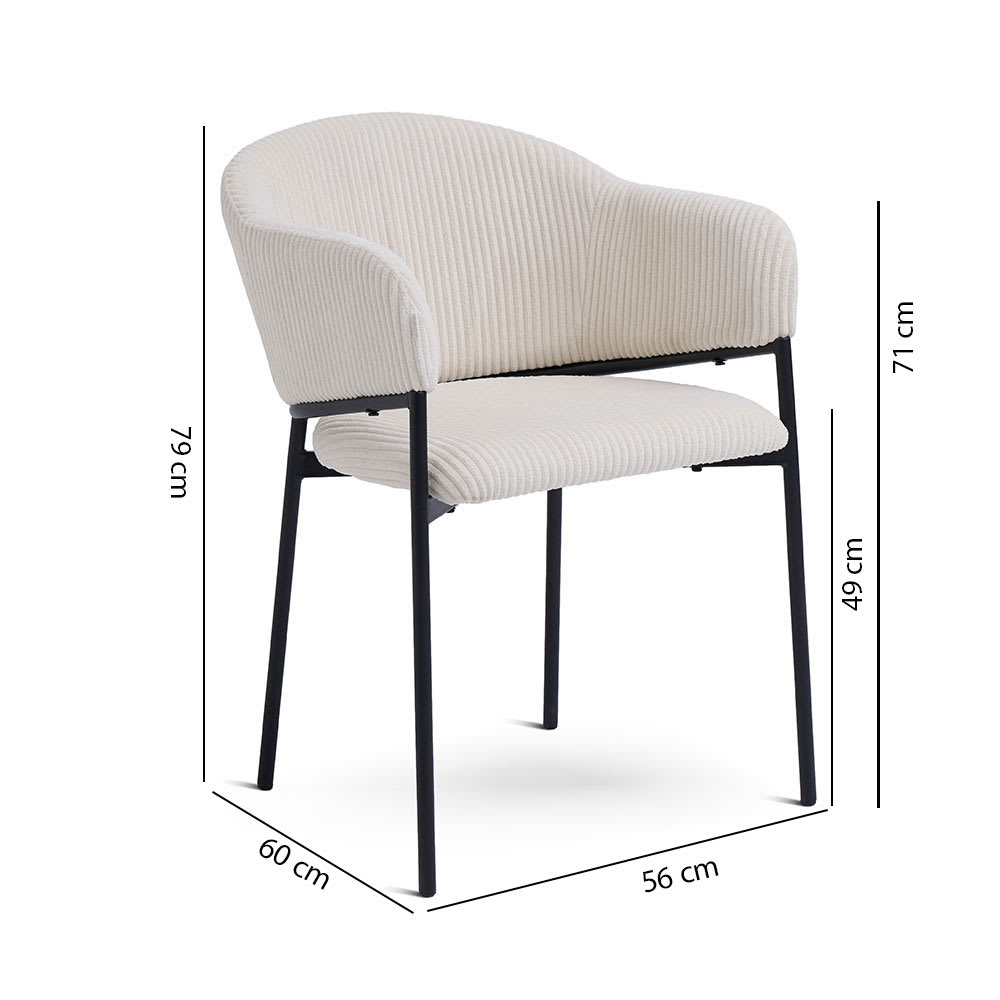 2er-Set Sessel aus Cordstoff mit schwarzen Metallbeinen - Maisons
