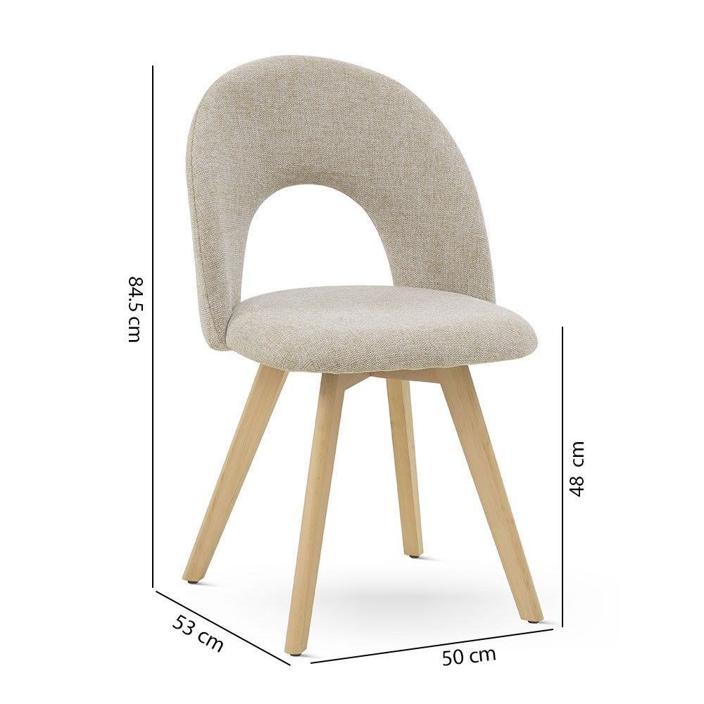 Set aus 2 beigen Stühlen aus Stoff mit Holzbeinen - Maisons Du