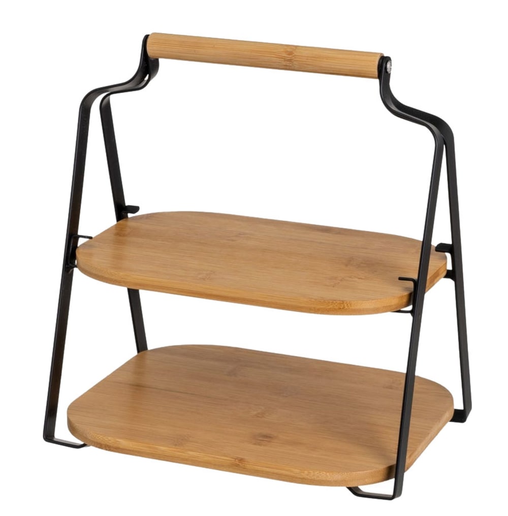 Présentoir 2 plateaux bois et métal