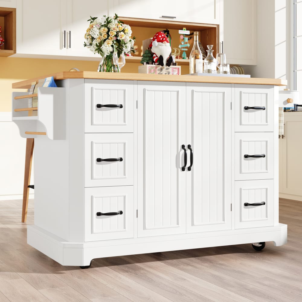 Kücheninsel aus Spanplatte mit Stauraum 120x45x91 cm, Weiß -