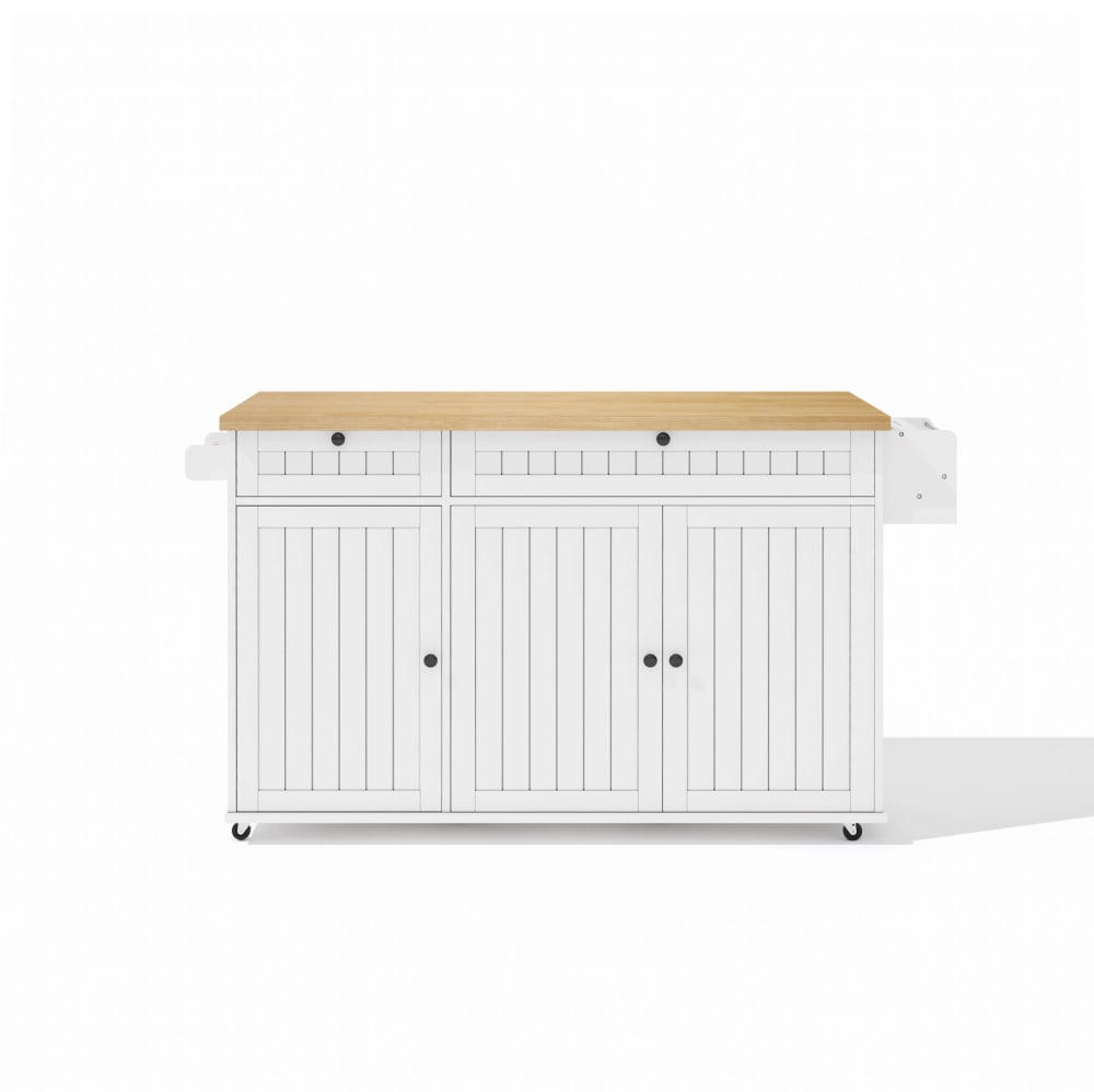 REDOM Kücheninsel aus mdf mit Klapparbeitsplatte 137x89,5x45 cm, Weiß Weiß Spanplatte