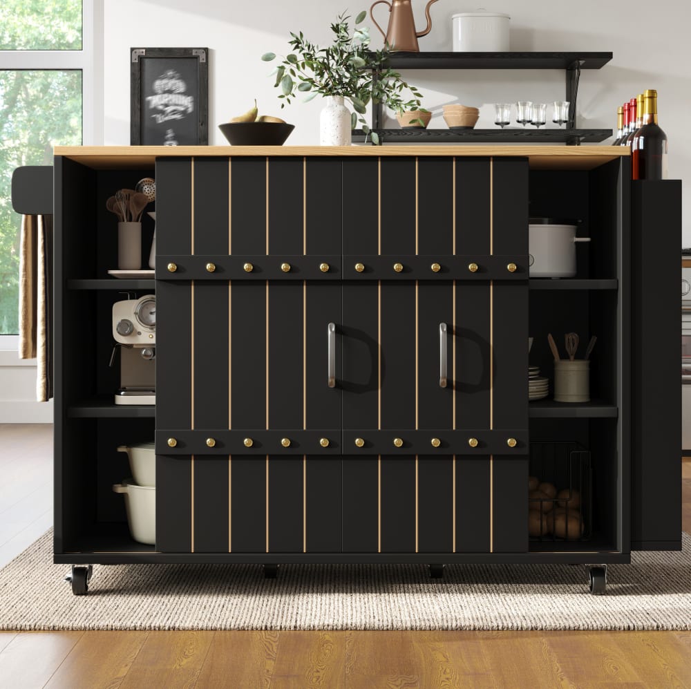 Kücheninsel aus mdf mit Schiebetüren 110x42x90 cm, Schwarz -