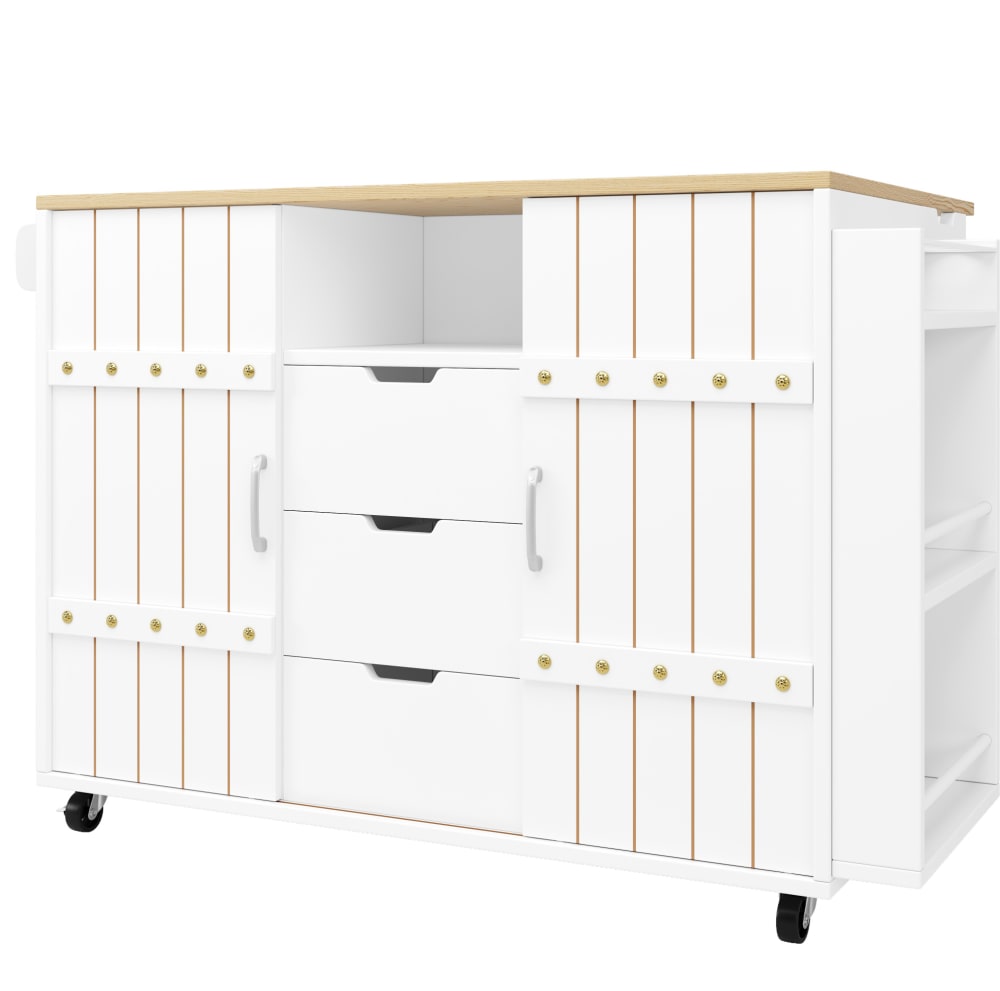 Îlot de cuisine en mdf avec plateau rabattable blanc 110x42x90 cm