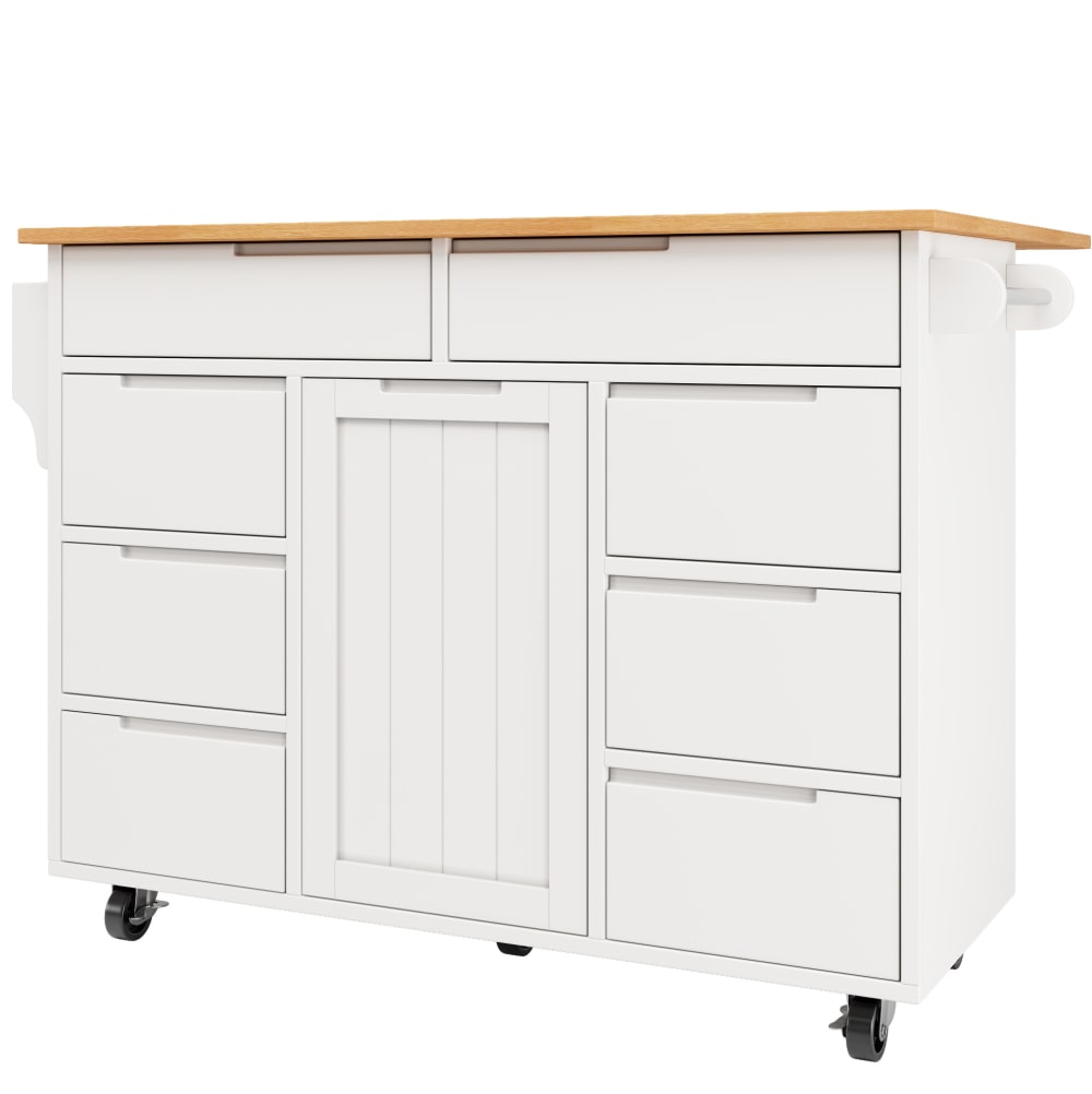 REDOM Kücheninsel aus Spanplatte mit Klapptisch 122x74,5x91,5 cm, Weiß Weiß Spanplatte