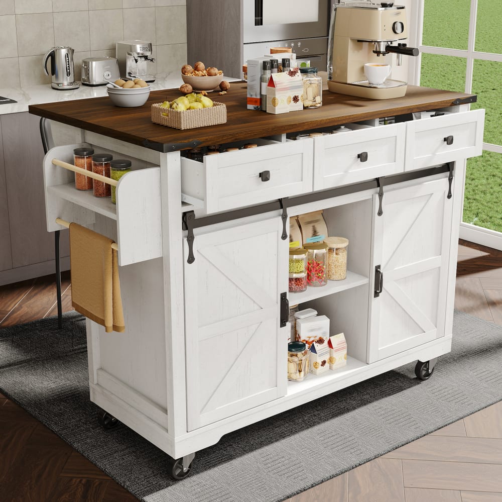 Kücheninsel aus mdf mit Schiebetüren 140x45x94 cm, Beige -