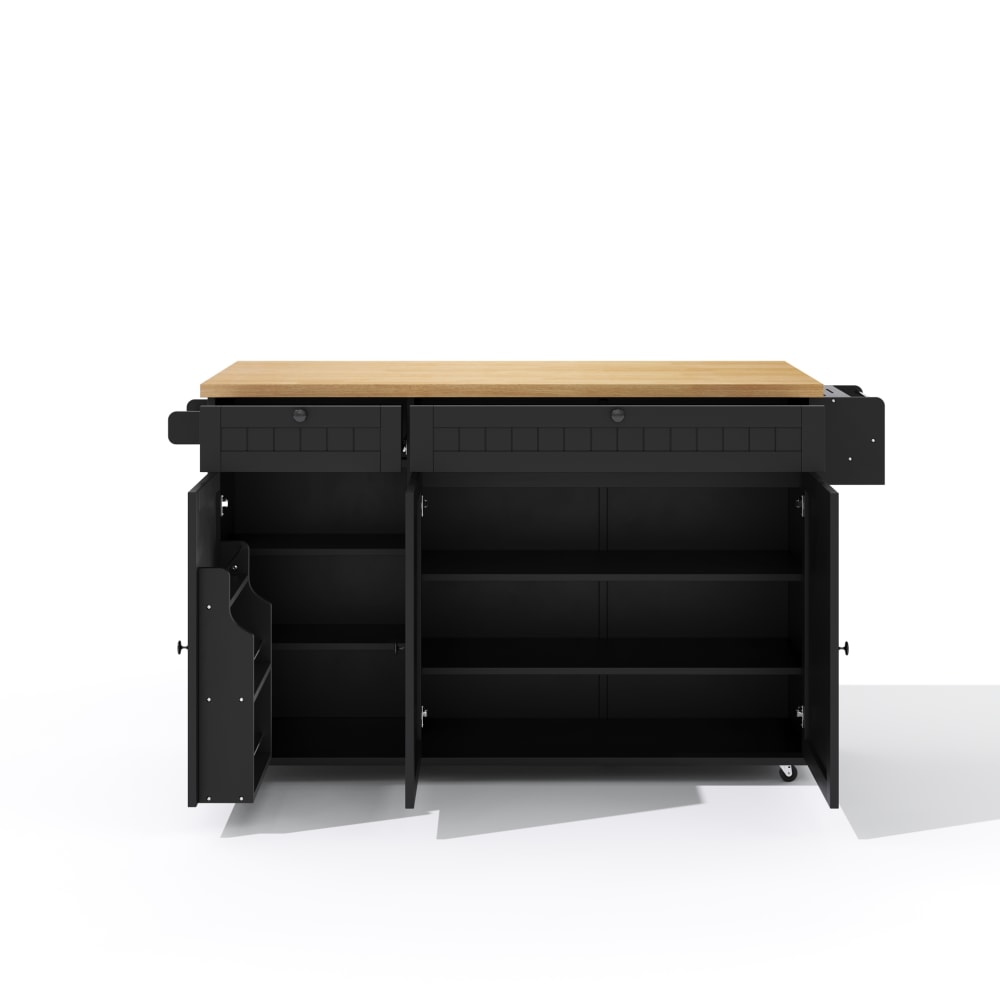 REDOM Kücheninsel mit Klapparbeitsplatte 137x89x45 cm, Schwarz Schwarz Spanplatte
