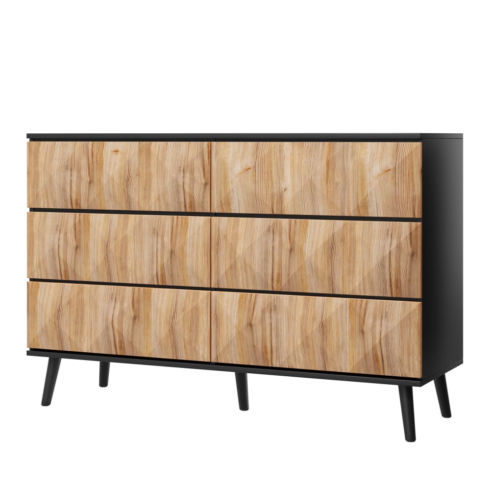 REDOM Sideboard aus mdf und Spanplatte mit 120x40x85 cm, Schwarz Schwarz Spanplatte