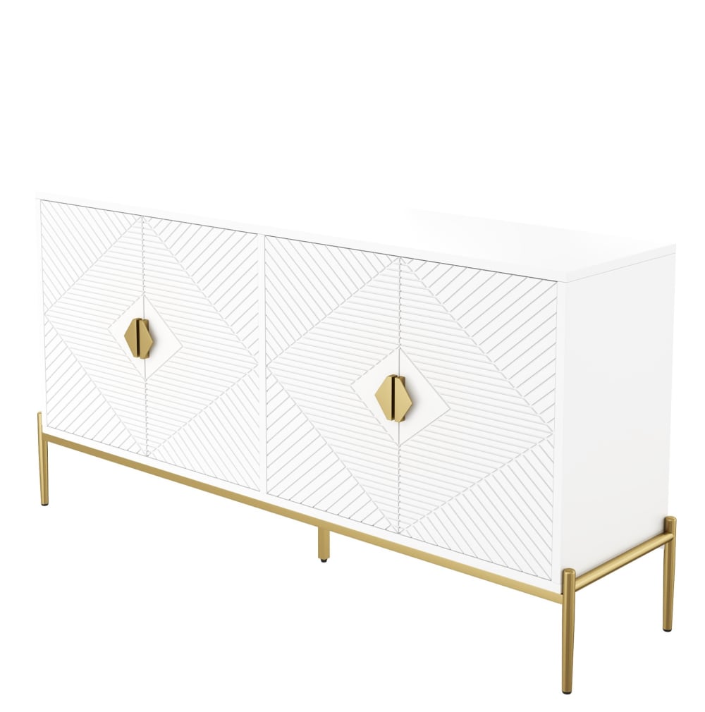 REDOM Sideboard aus Spanplatte mit Stauraum 162x40x80 cm, Weiß style modern Weiß Spanplatte