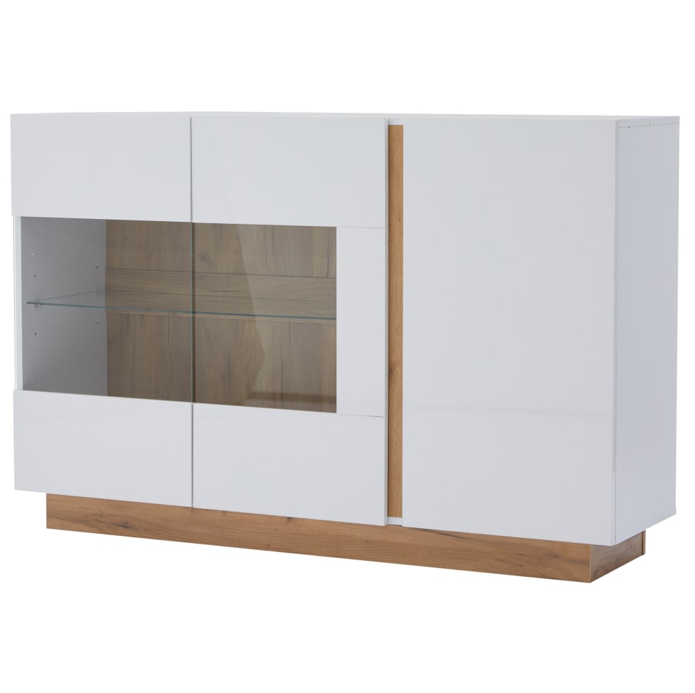 REDOM Sideboard aus Spanplatte mit LED 138 x 38,5 x 90,5 cm, Weiß Weiß Spanplatte