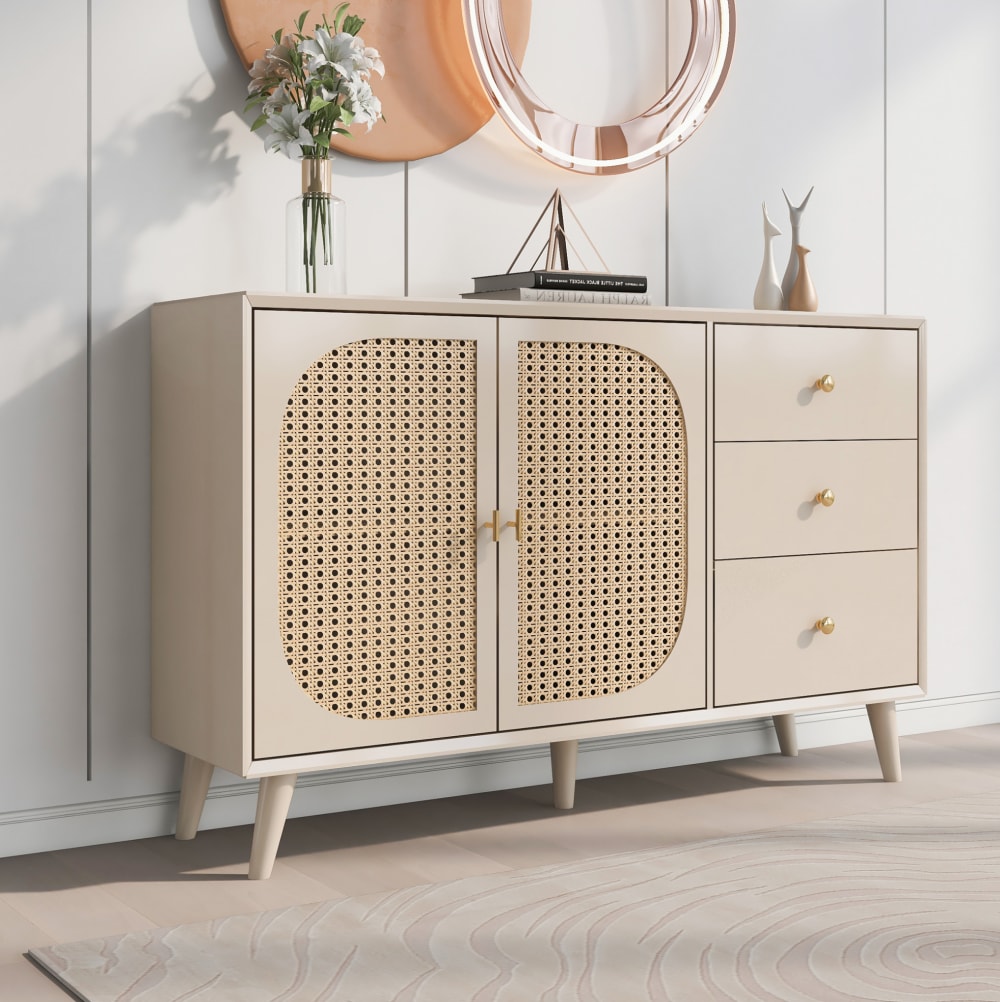 Sideboard aus Spanplatte mit Stauraum 120x40x82,5 cm, Offwhite -
