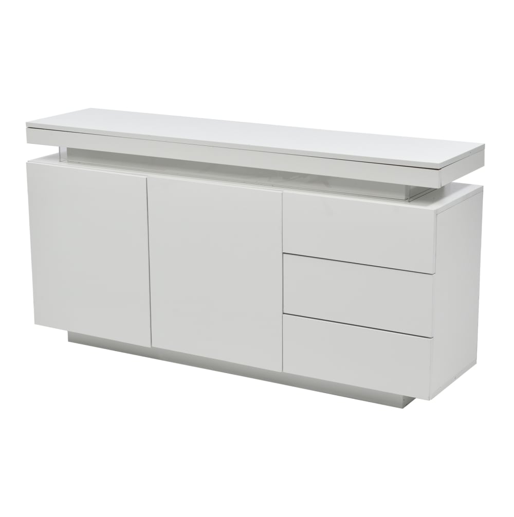 REDOM Sideboard aus Spanplatte mit LED 140x35x72.5 cm, Weiß Weiß Spanplatte
