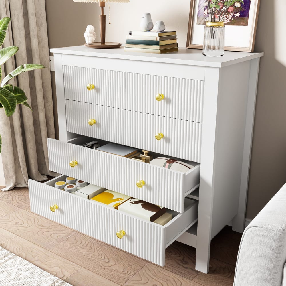Sideboard aus Spanplatte mit 5 Schubladen, 79x80,5x39,5 cm, Weiß