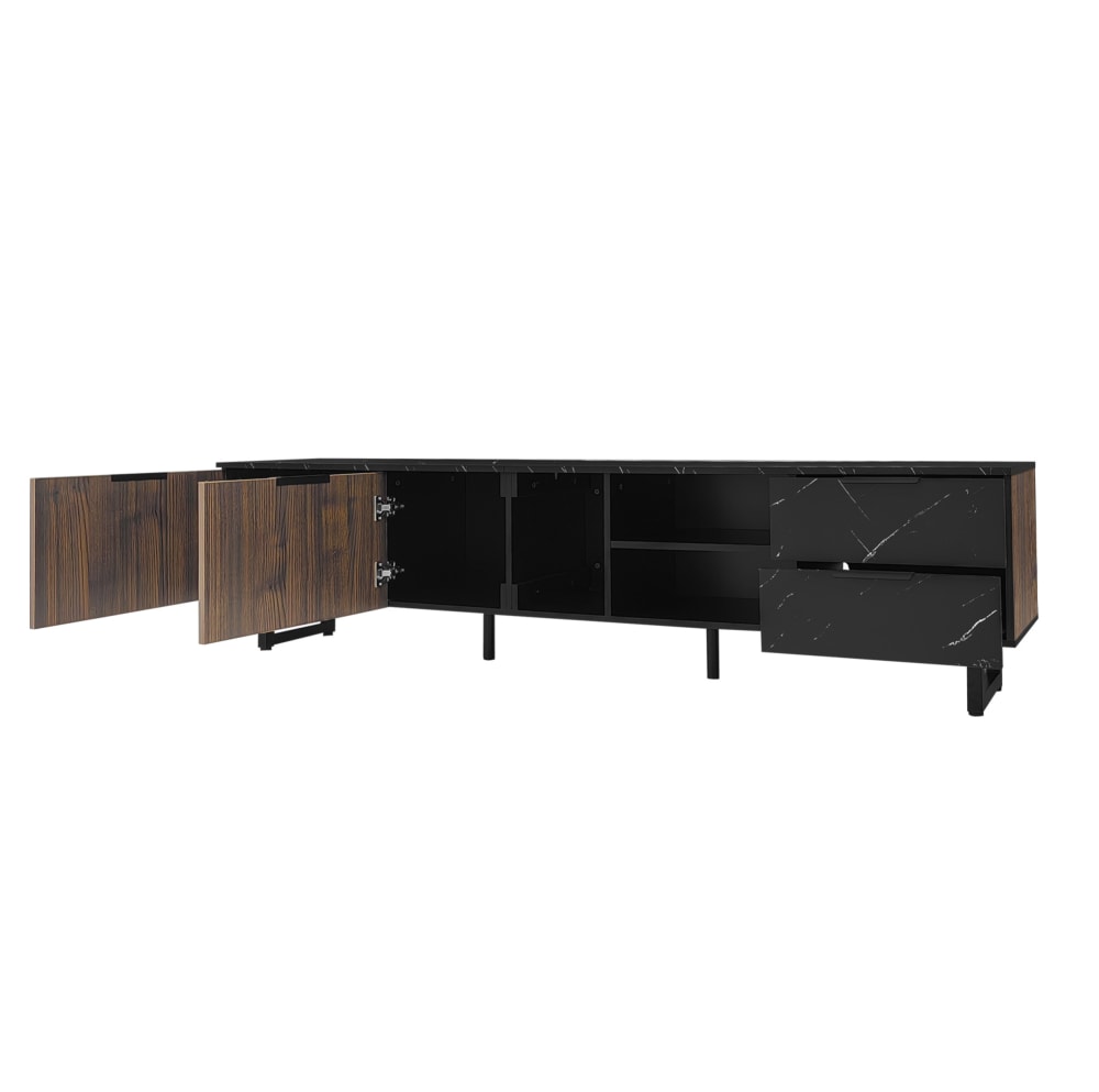 REDOM Tv-schrank aus Spanplatte 200 x 38 x 50 cm, Schwarz style modern Schwarz Spanplatte