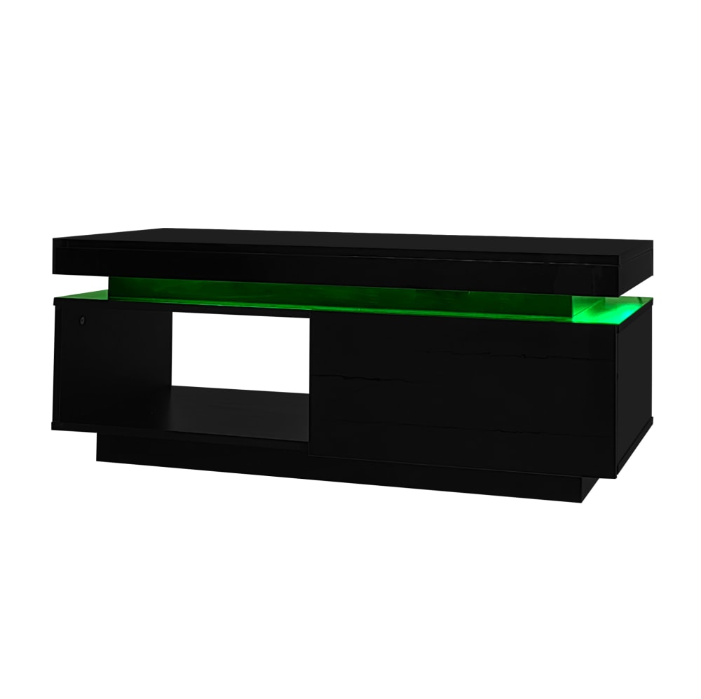 Meuble tv en panneau de particules noir avec led 181 cm