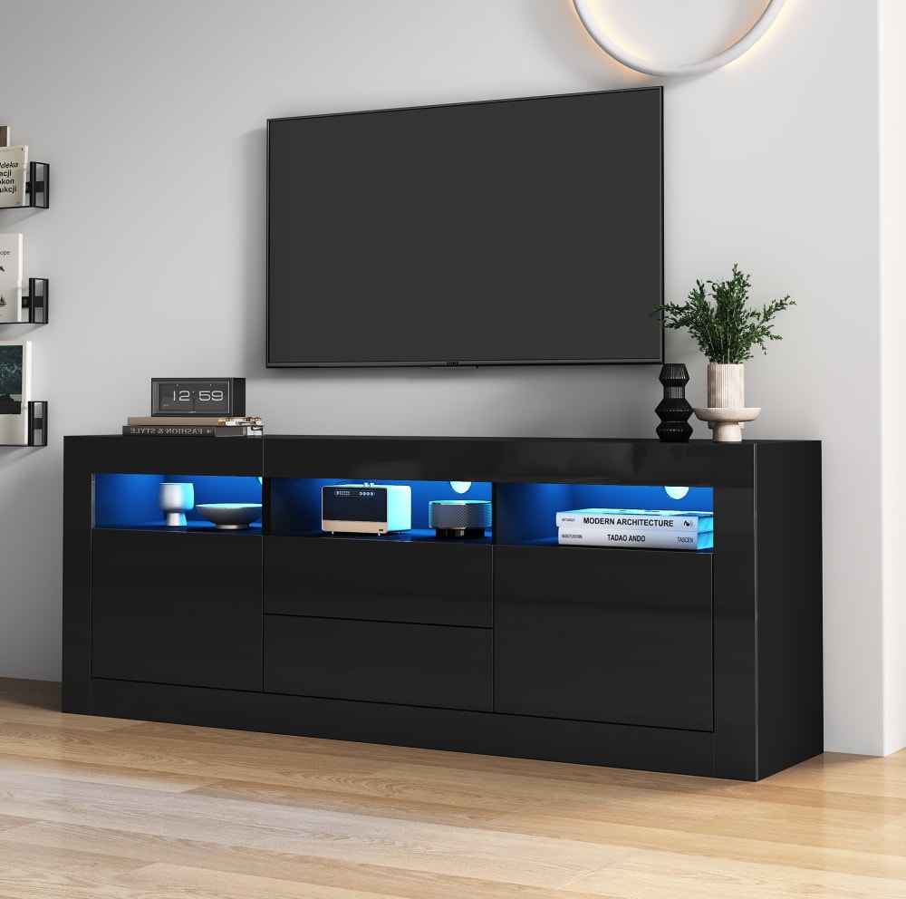 TV-Schrank aus Spanplatte mit LED-Beleuchtung 160x35x60 cm,