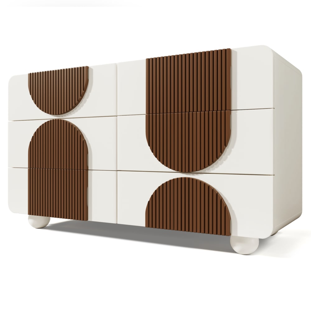REDOM Kommode aus Spanplatte mit 6 Schubladen 121x71x41 cm, Weiß Weiß Holz