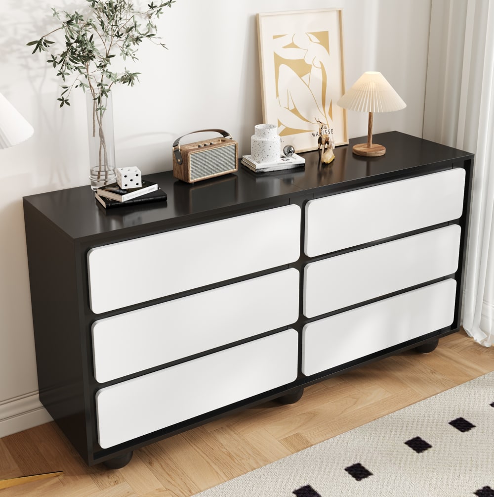 Kommode aus Spanplatte mit 6 Schubladen 140x38x74,5 cm,