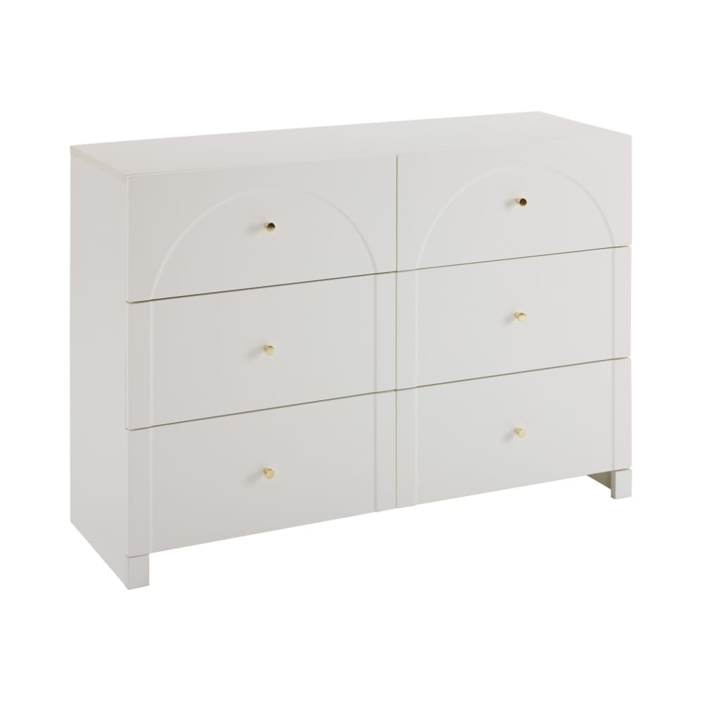 REDOM Kommode aus Spanplatte mit 6 Schubladen 120x40x82 cm, Weiß Weiß Spanplatte