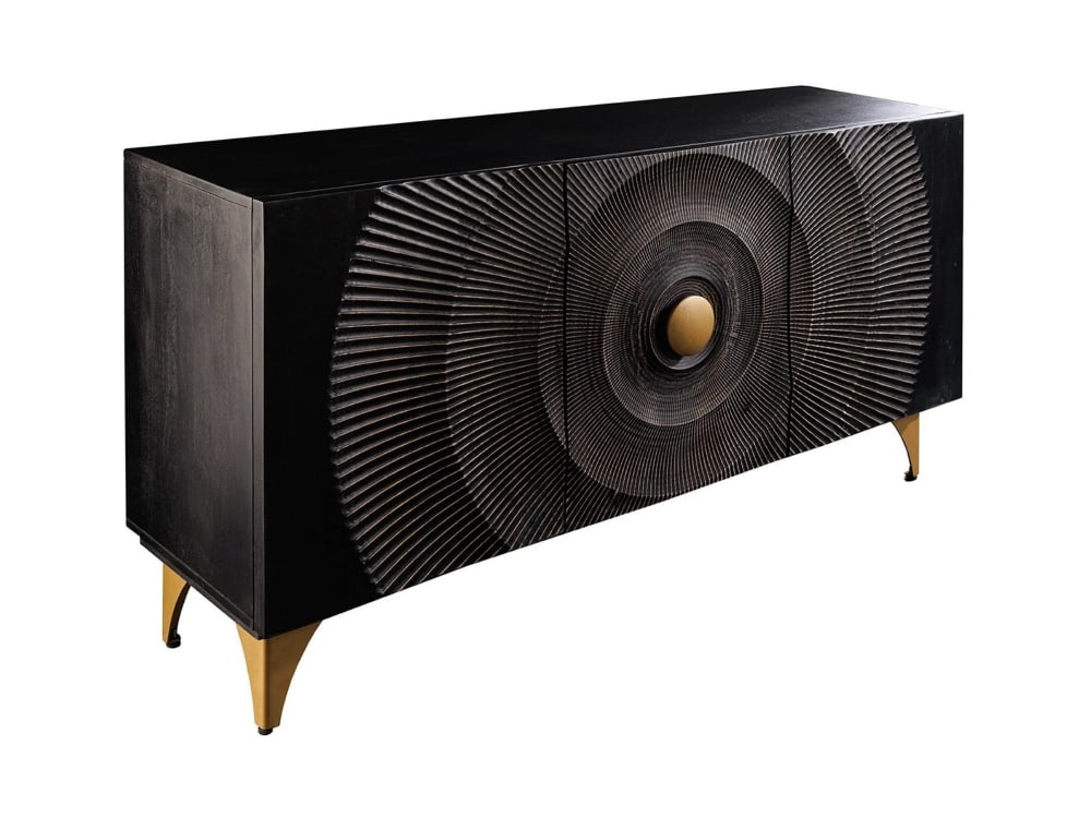 Buffet en bois de manguier noir et pieds en fer doré 140x75x38cm Buffet en bois de manguier noir et pieds en fer doré 140x75x38cm