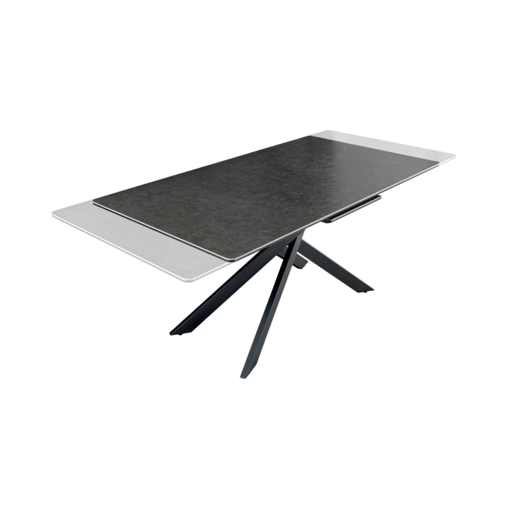 Table extensible en céramique anthracite pieds en fer noir 160x76x90cm Table extensible en céramique anthracite pieds en fer noir 160x76x90cm