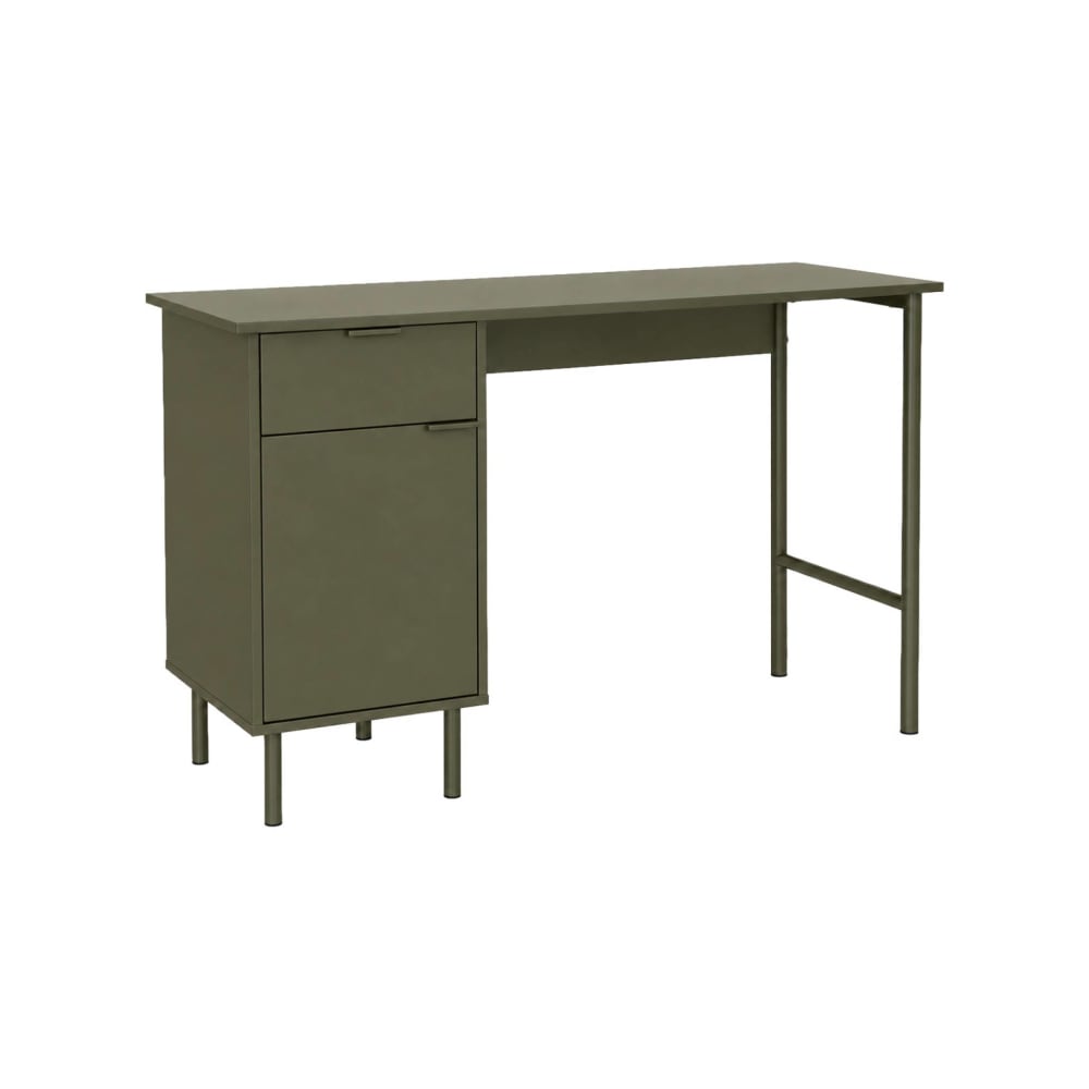 sweeek Schreibtisch mit Metall und Holzdekor 1 Tür khaki style modern Grün Holz