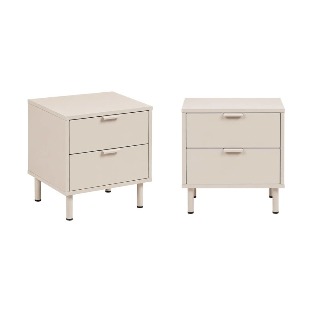 sweeek 2er-Set Nachttische mit Holzdekor und Metall beige style modern - Holz