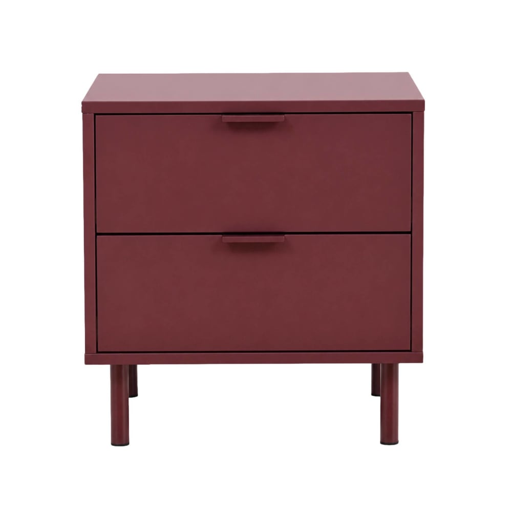 Nachttisch mit Holzdekor und Metall bordeaux - Maisons Du Monde