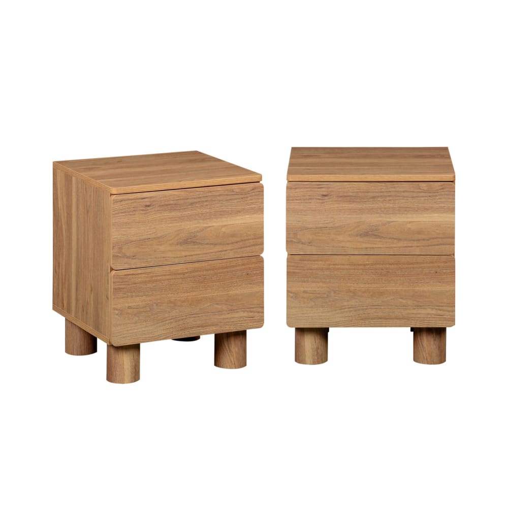 2 tables de chevet décor bois 2 tiroirs bois de noisetier
