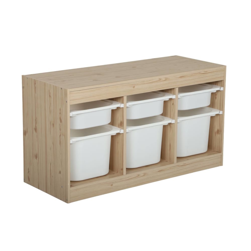 Meuble de rangement pour enfant décor bois 6 bacs naturel Meuble de rangement pour enfant décor bois 6 bacs naturel