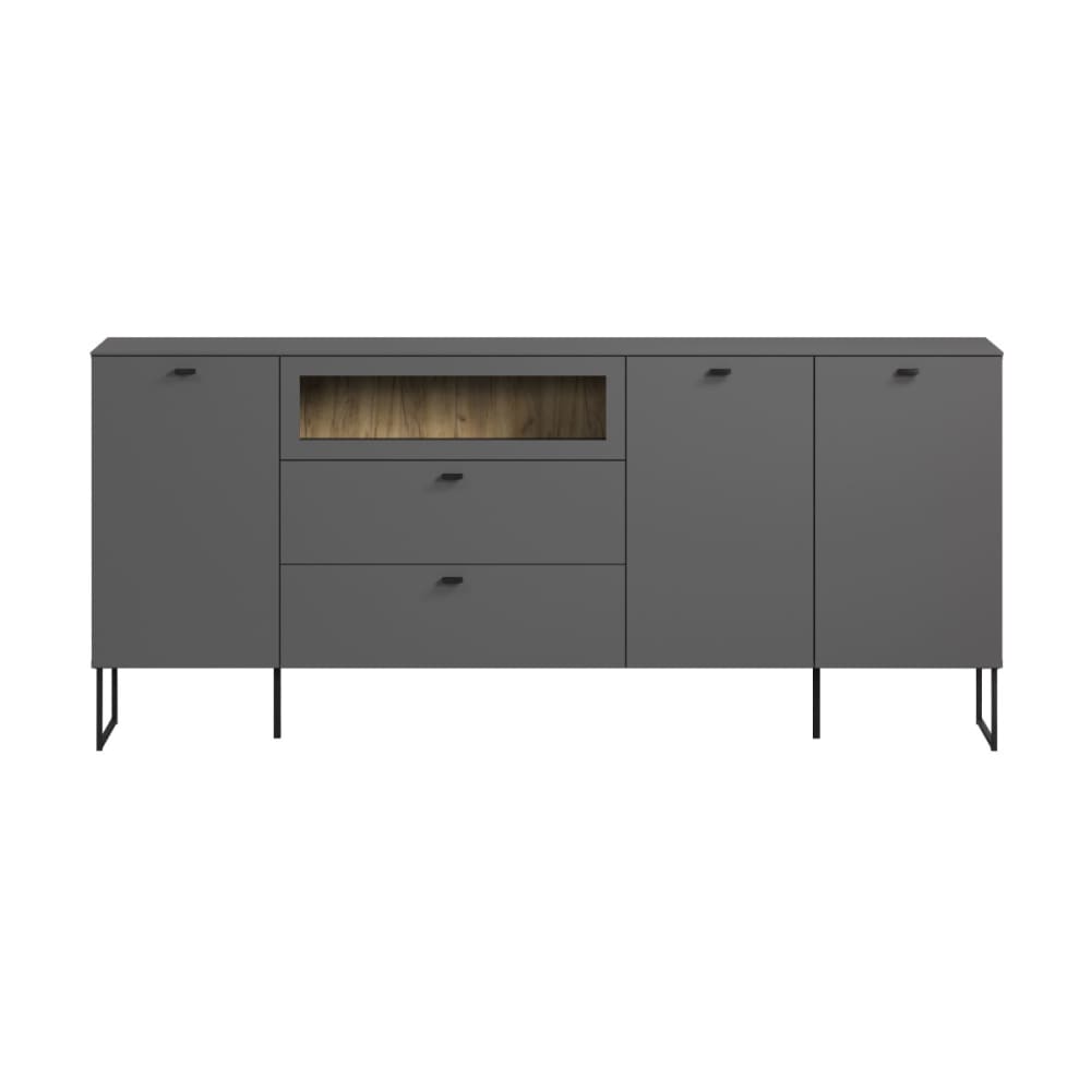 Calicosy Sideboard mit 3 Türen, 2 Schubladen und 1 offenem Fach B191 cm - style modern Grau Spanplatte