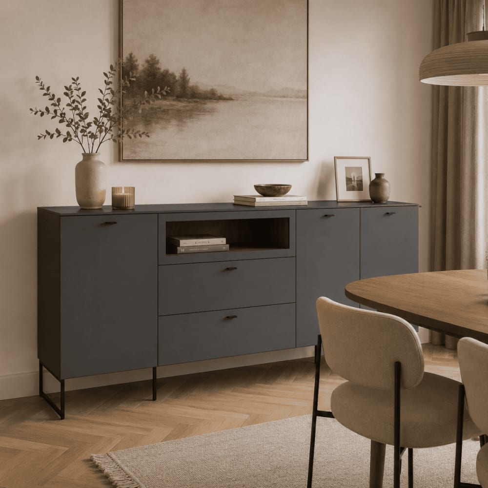 Sideboard mit 3 Türen, 2 Schubladen und 1 offenem Fach B191 cm -