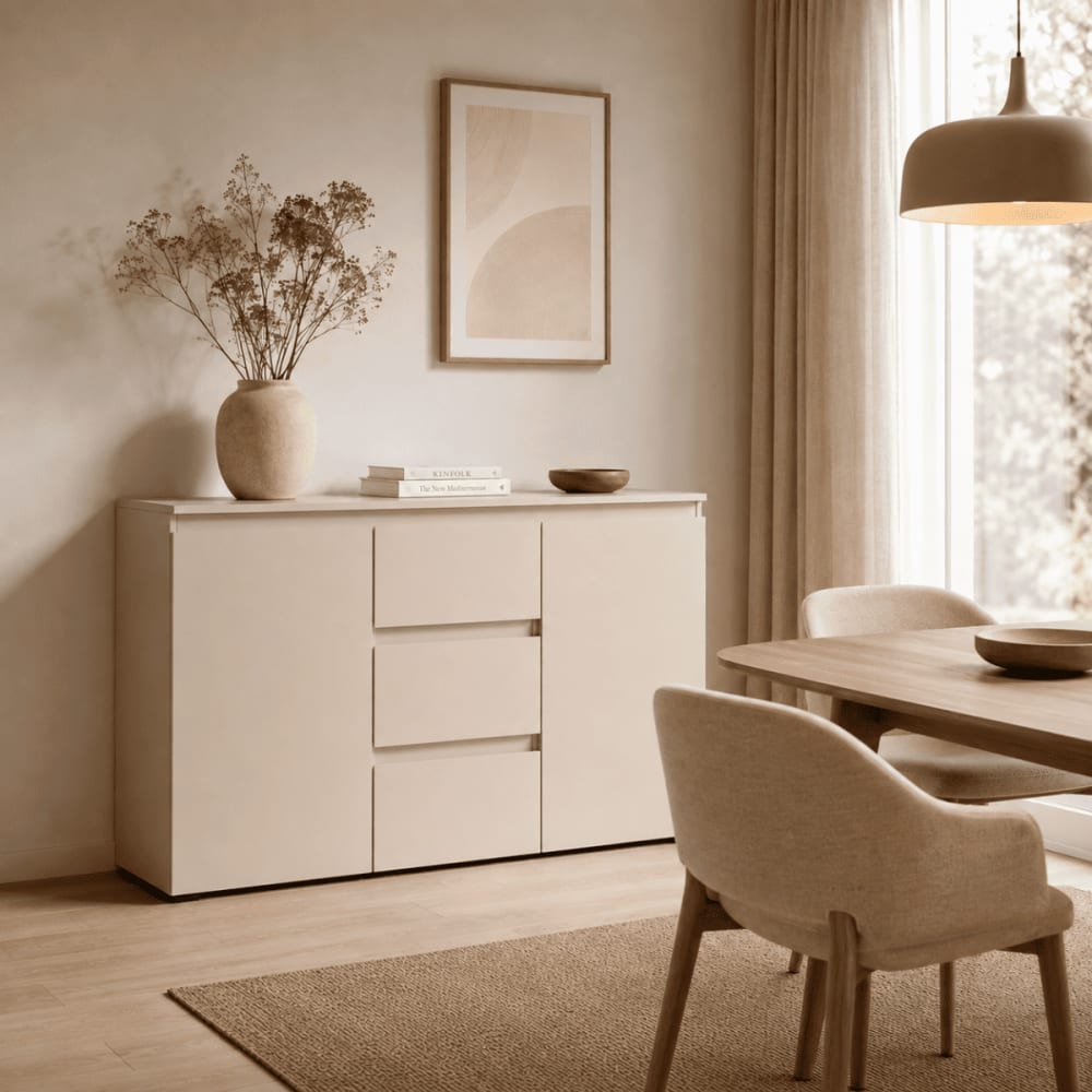 Buffet 2 portes et 3 tiroirs cachemire l120 cm - beige