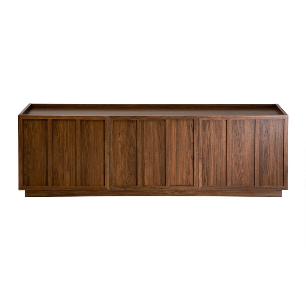 Meuble tv 3 portes effet noyer avec rebord sur le dessus l140 cm