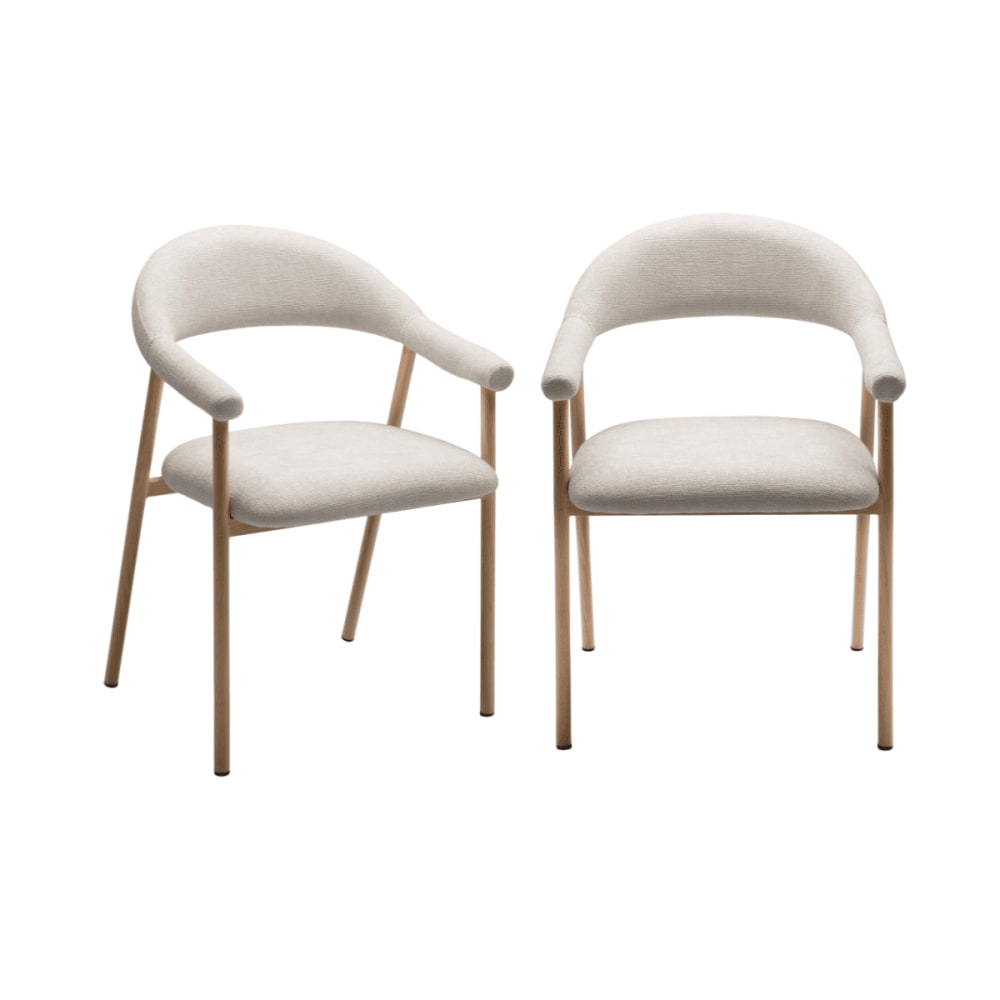 Lot de 2 chaises en tissu bouclette l56 cm - beige Lot de 2 chaises en tissu bouclette l56 cm - beige