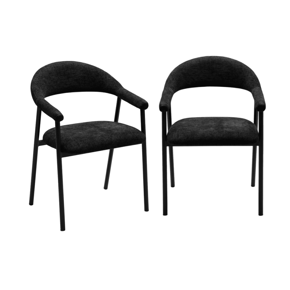 Lot de 2 chaises en tissu bouclette l56 cm - noir Lot de 2 chaises en tissu bouclette l56 cm - noir