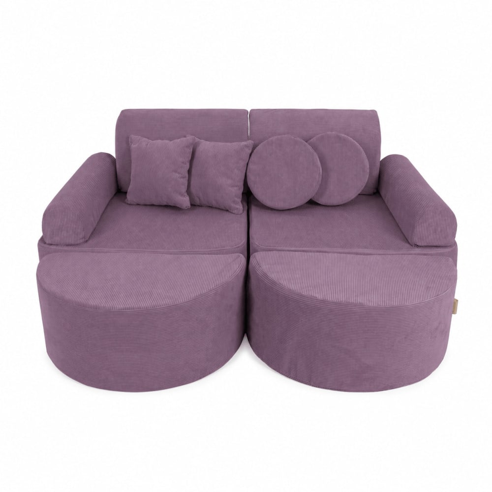 Canapé enfant 12 modules 120 cm velours côtelé fin, lavande
