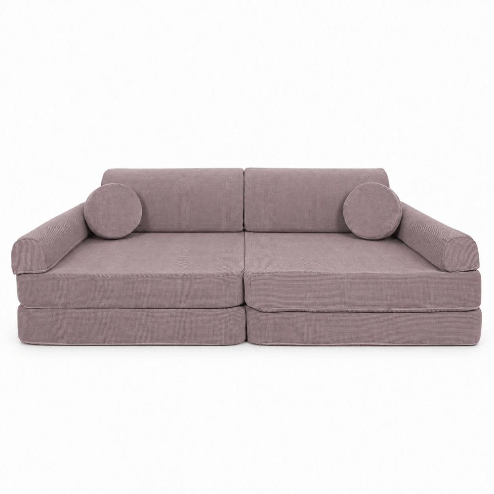 Canapé enfant 8 modules 160 cm velours côtelé fin, taupe