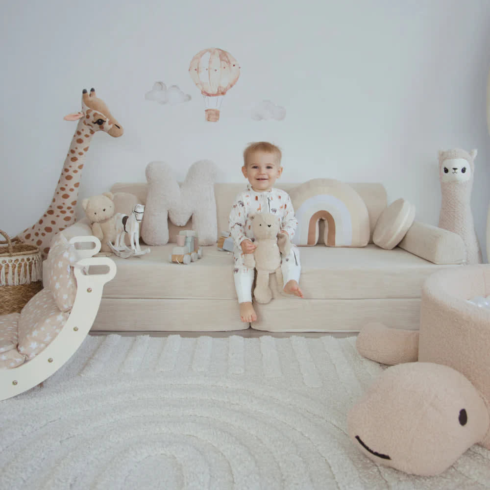 Kindersofa 8 Module 160 cm, feiner Cordsamt, taupe - Maisons Du