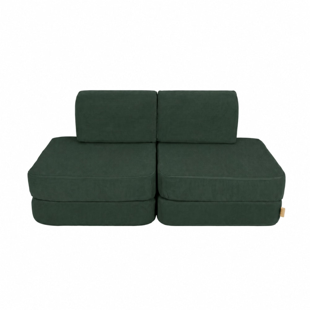 Canapé enfant 4 modules 120 cm velours côtelé fin, vert forêt